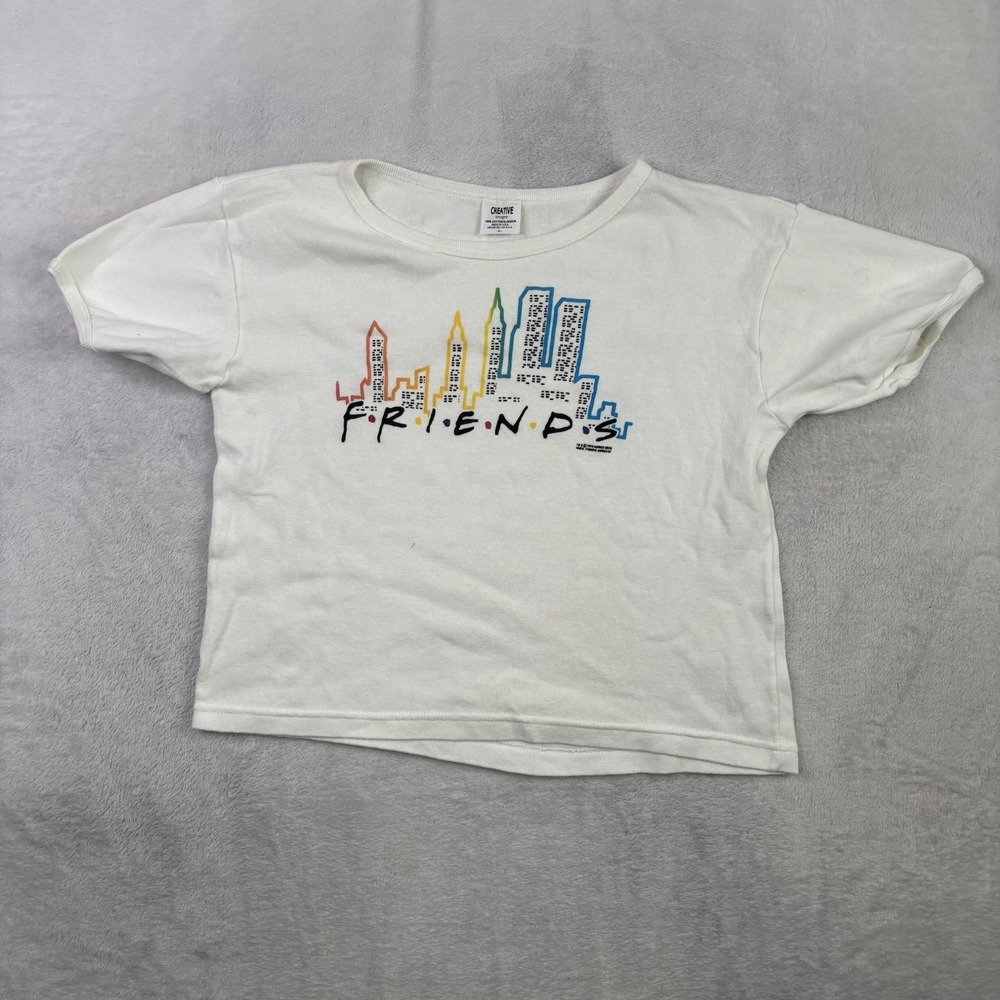 VTG 1995 Friends White Short Sleeve Baby Doll Shirt Promo Women's Large